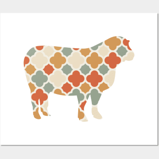 Sheep Silhouette with Pattern Posters and Art